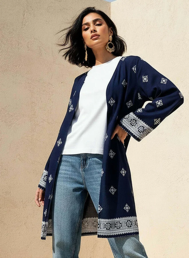 Splash FAV Viscose Embroidered Kimono Shrug
